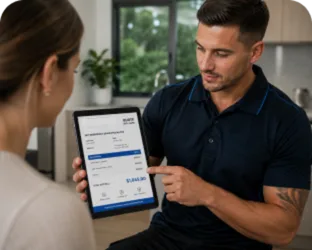 Plumber explaining a service estimate in Point Piper